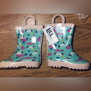 NEW Lilly of New York Rubber Winter / Rain Boots girls size 7 Mint color